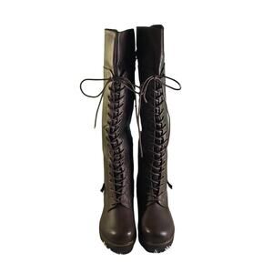 FRH Brown Tall Lace Up Boots Women’s Size 5 1/2